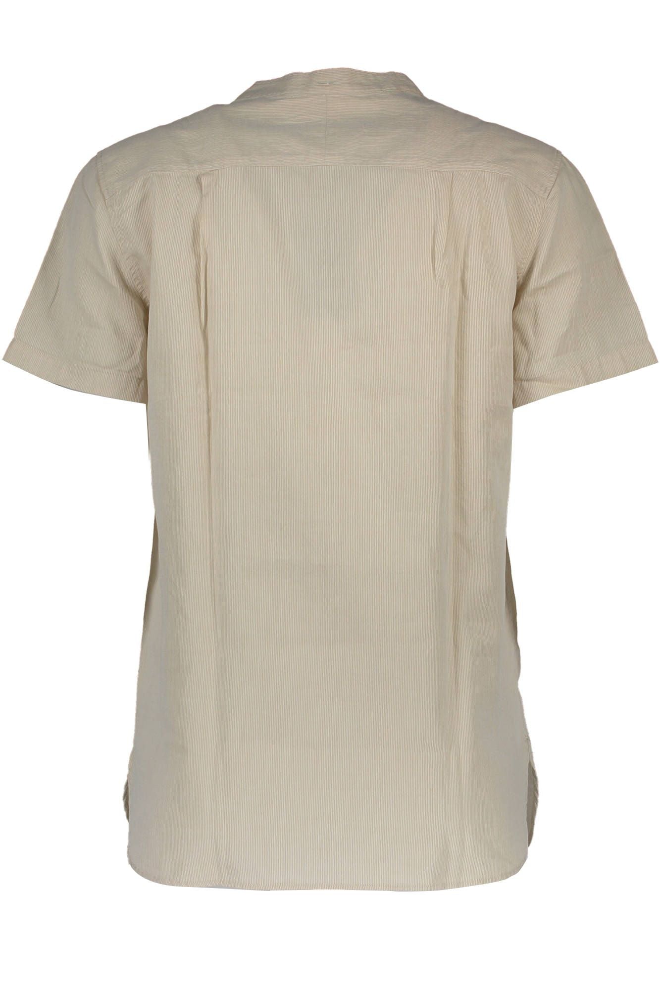 Chic Beige Korean Collar Short Sleeve Shirt