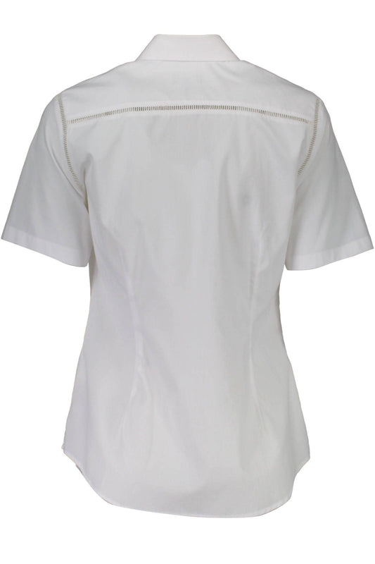 Chic Summer White Cotton Shirt with Italian Collar