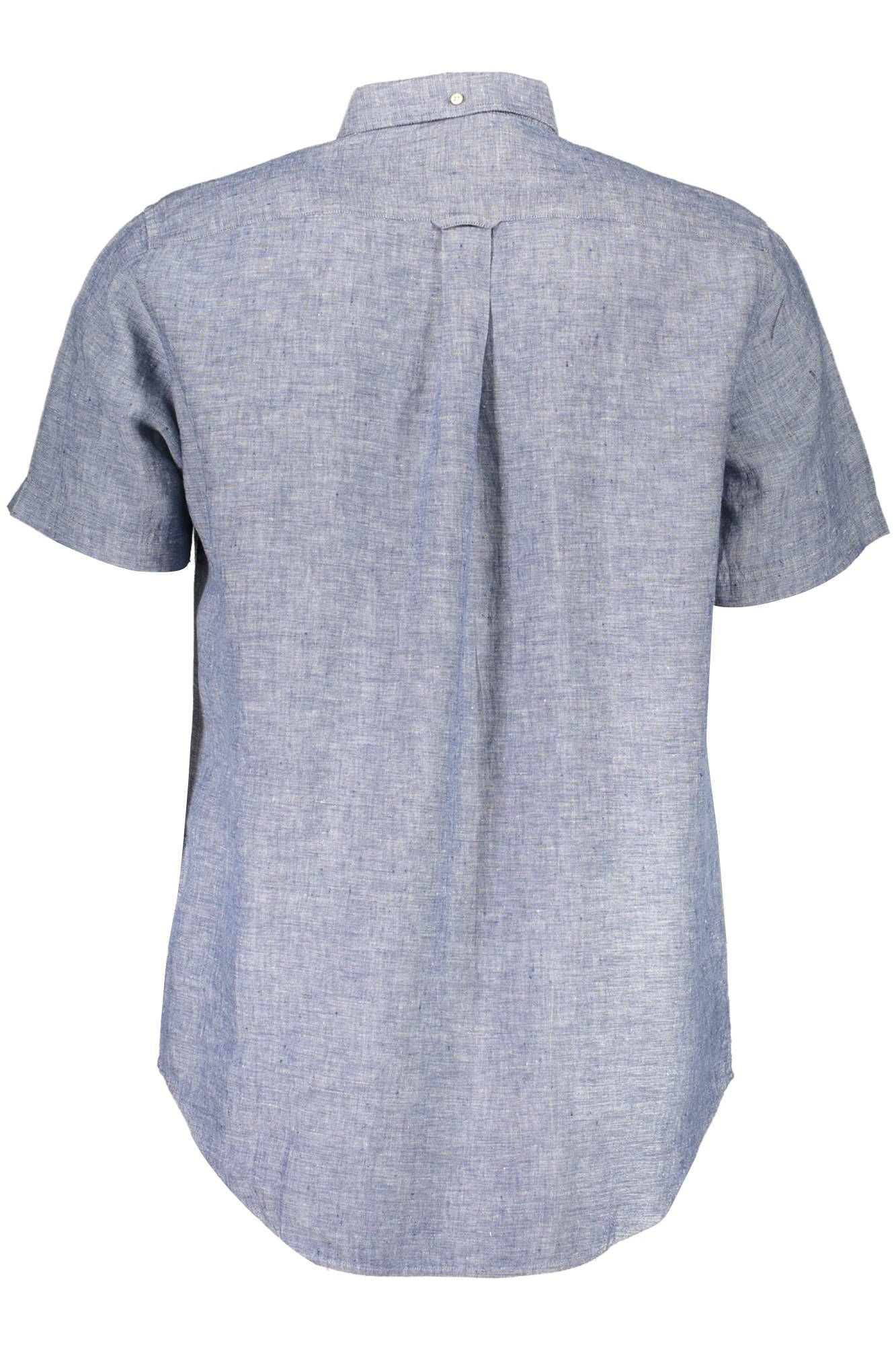 Elegant Blue Linen Shirt with Short Sleeves