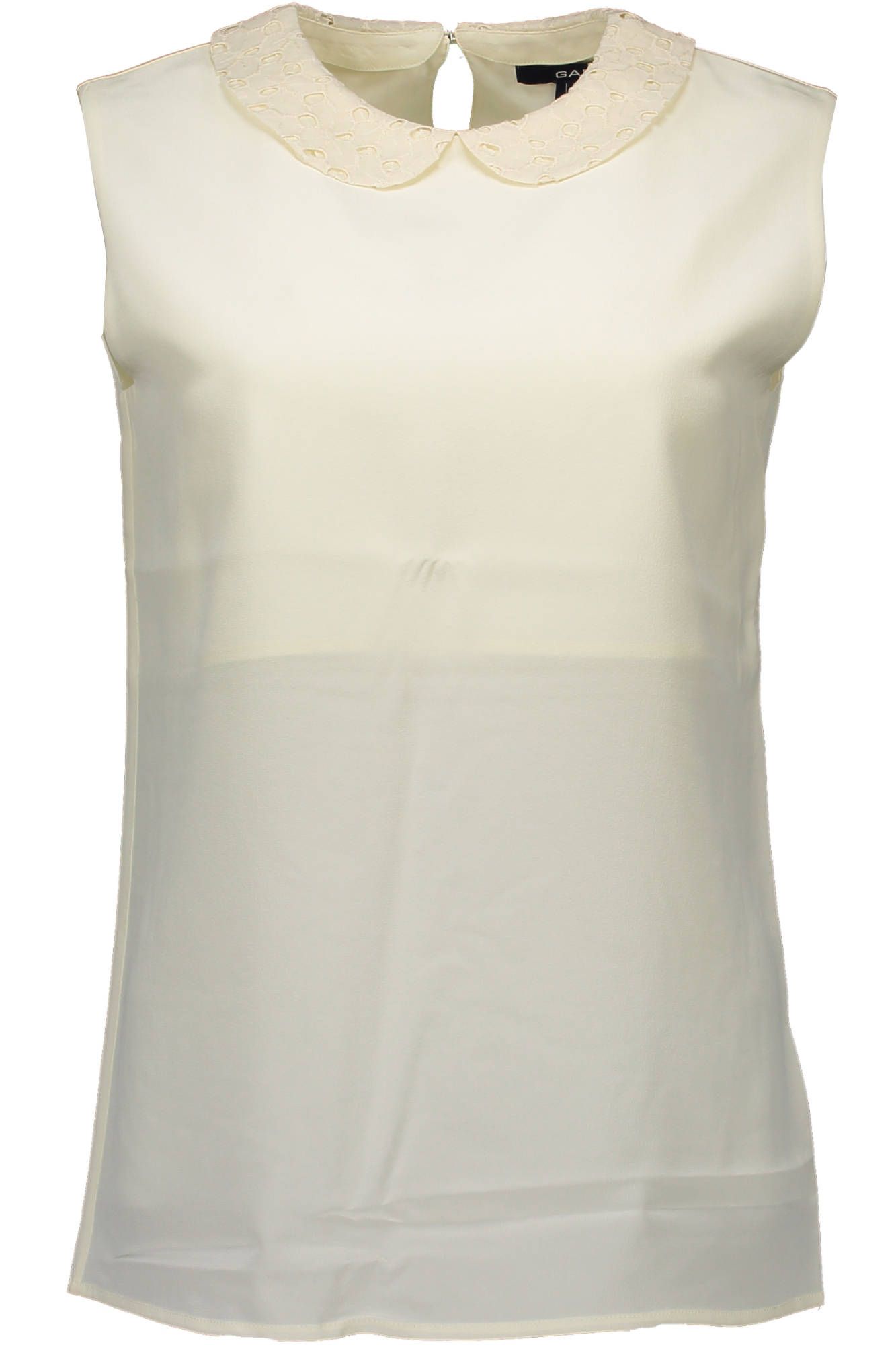 Elegant Silk Tank with Removable Collar in White