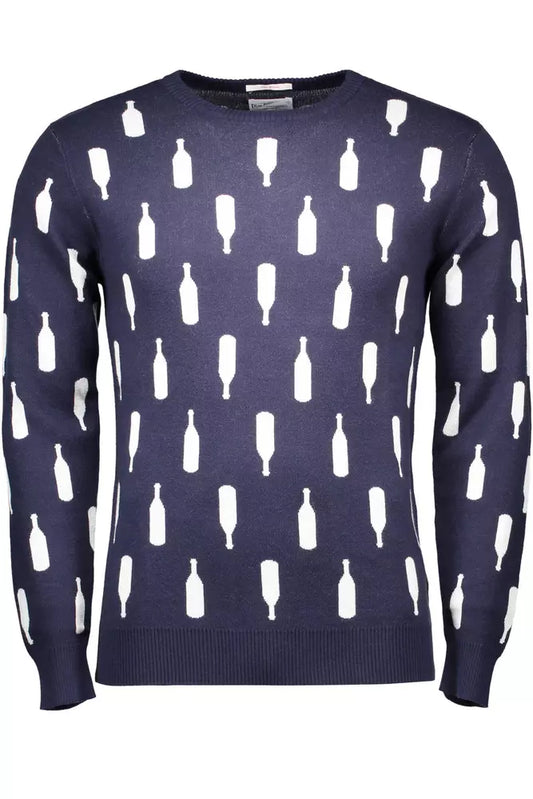 Classic Blue Cotton Sweater with Logo