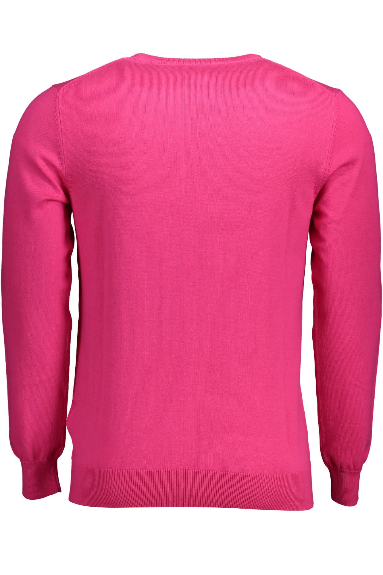 Chic Pink Crew-Neck Sweater with Contrasting Details