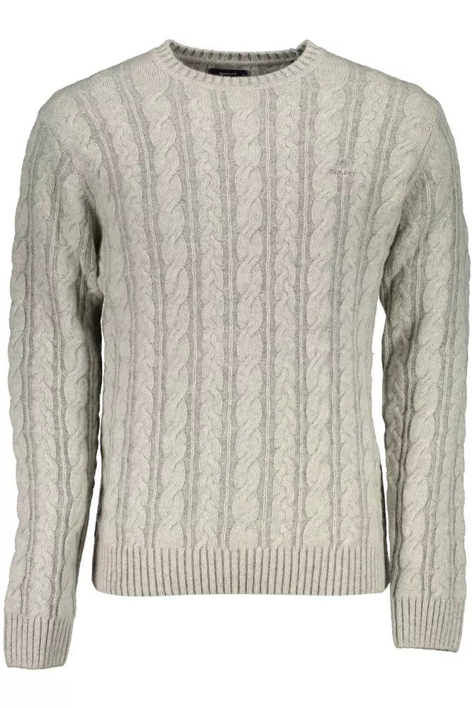 Elegant Gray Wool-Blend Sweater
