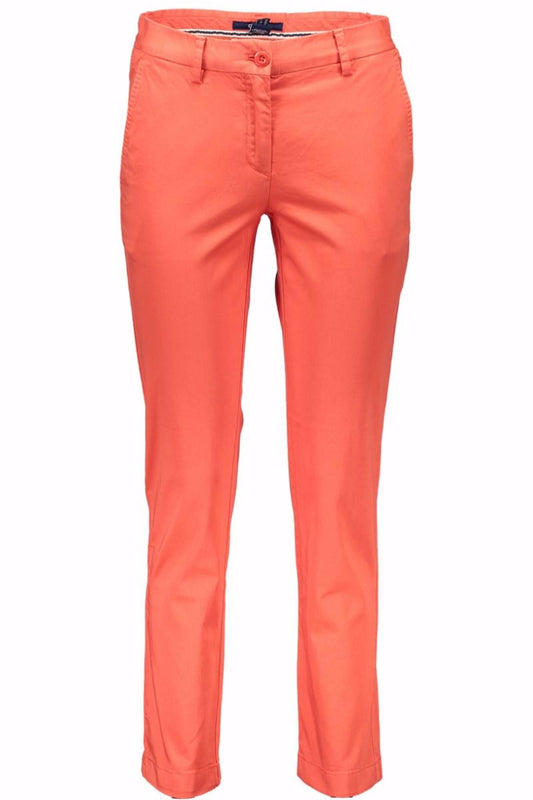 Chic Red Cotton Trousers with Classic Logo
