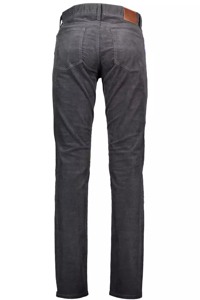 Elegant Gray Cotton Stretch Trousers