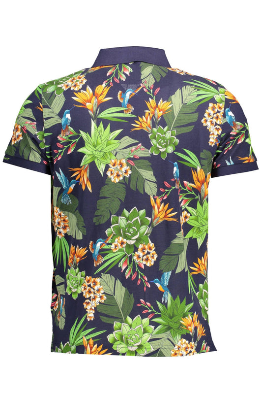 Elegant Short-Sleeved Blue Polo Shirt