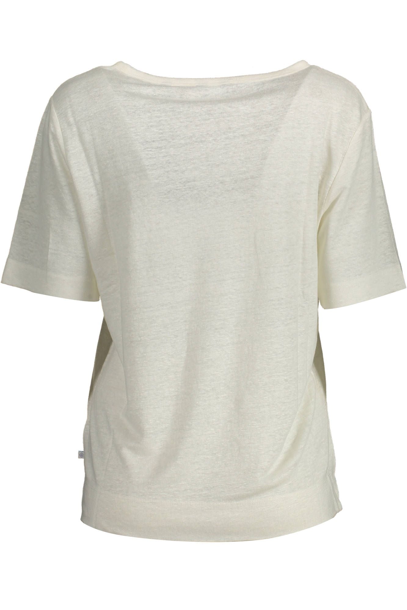 Elegant White Linen T-Shirt with Wide Neckline