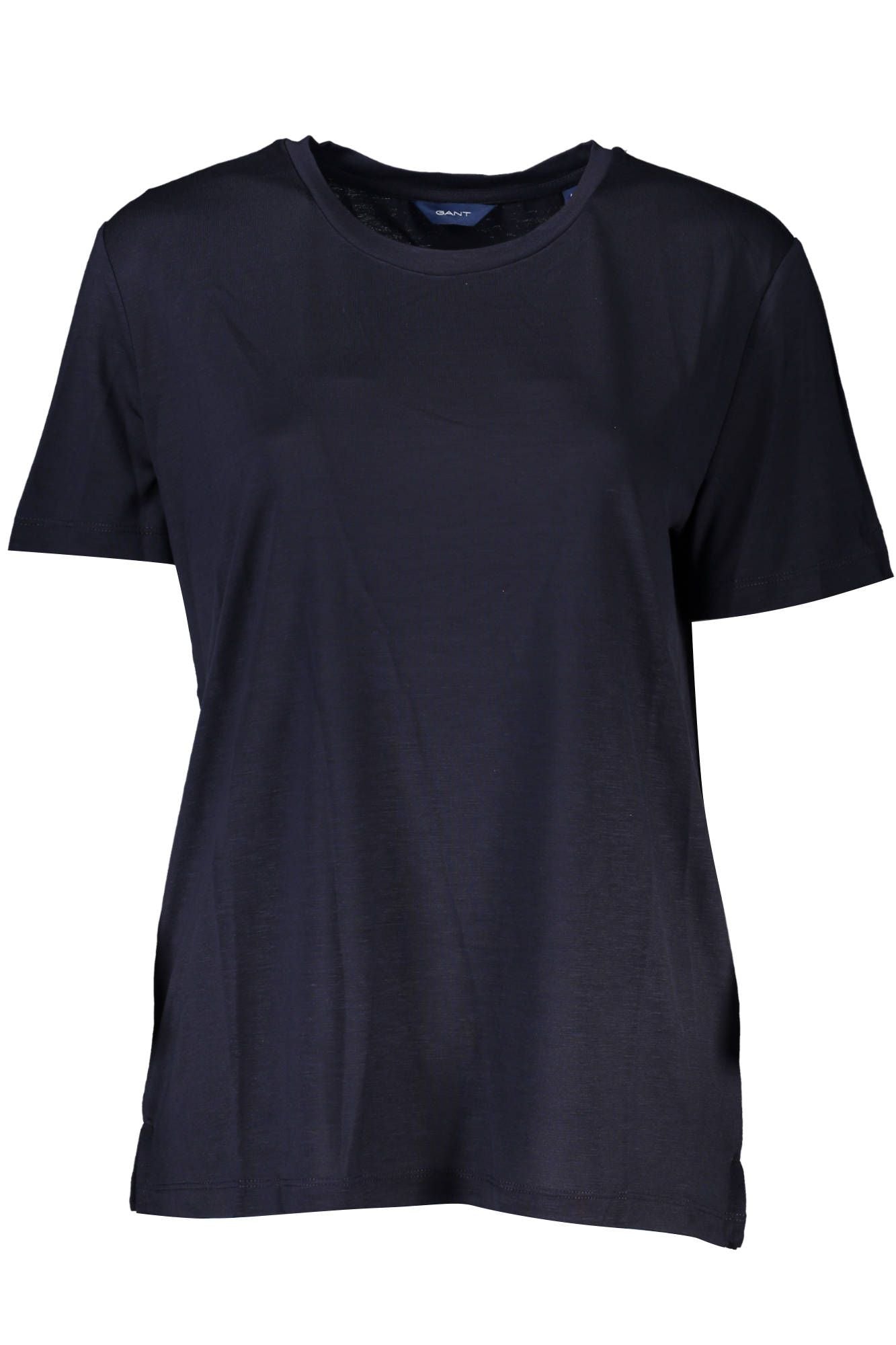 Chic Blue Round Neckline Tee with Logo Detail