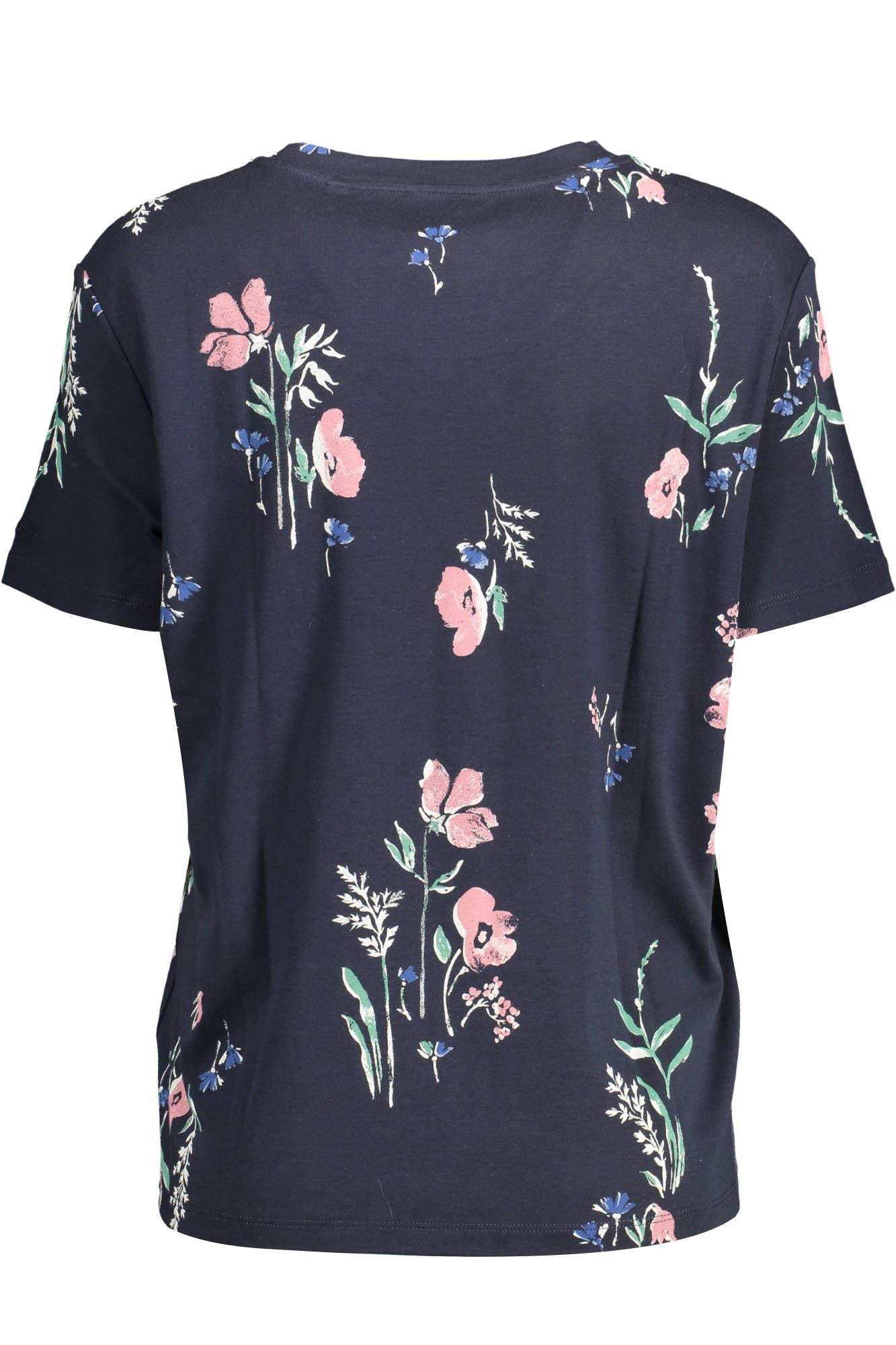 Chic Blue Contrast Detail Tee with Logo