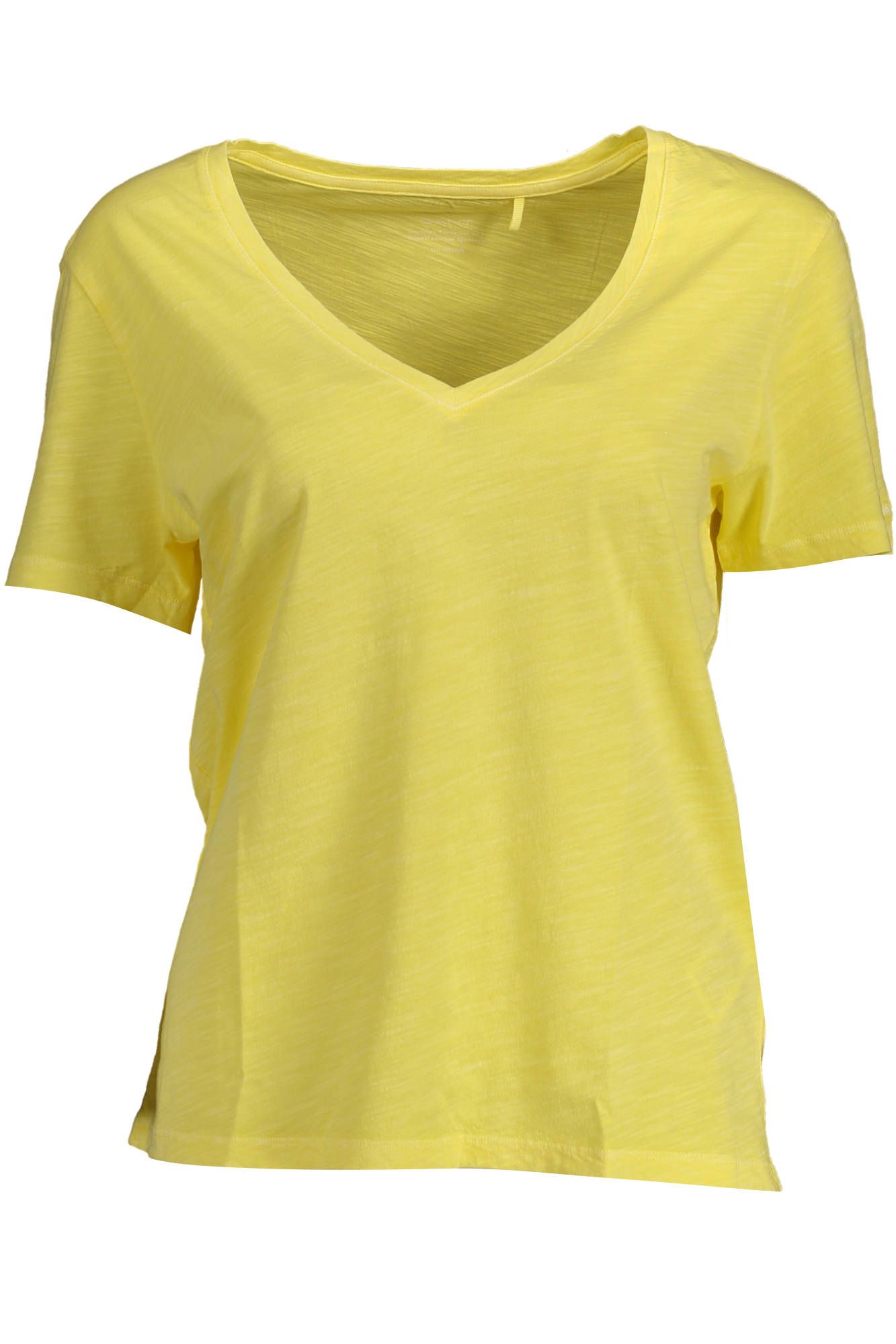 Chic V-Neck Embroidered Yellow Tee