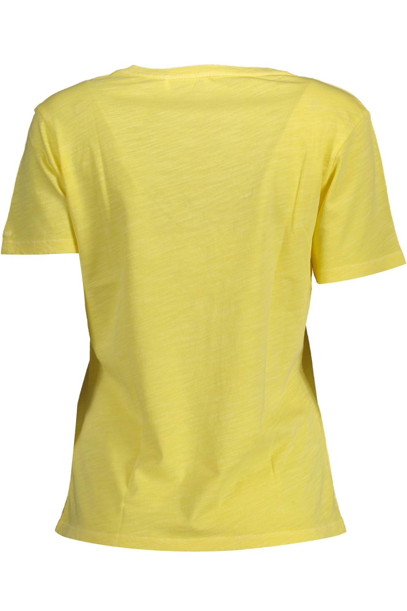 Chic V-Neck Embroidered Yellow Tee
