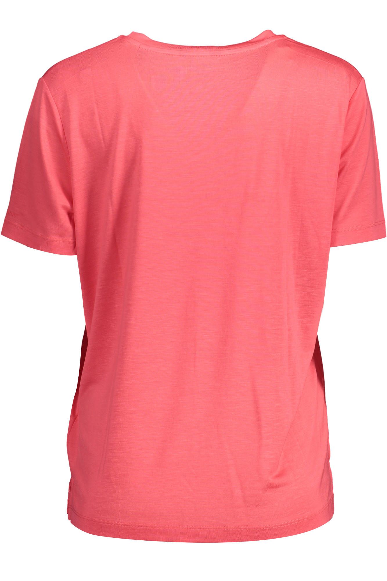Chic Pink Embroidered Tee with Wide Neckline