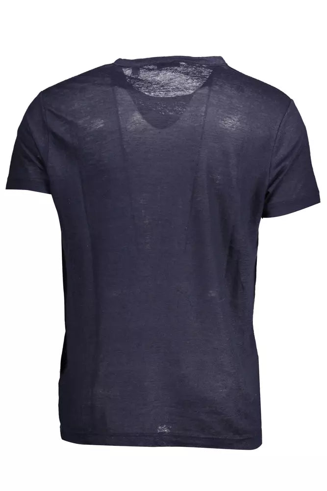 Elegant Blue Short Sleeve Linen Tee