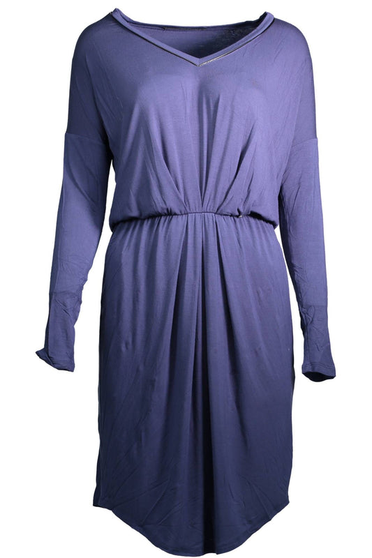 Elegant Blue Mini Dress with Logo Detail