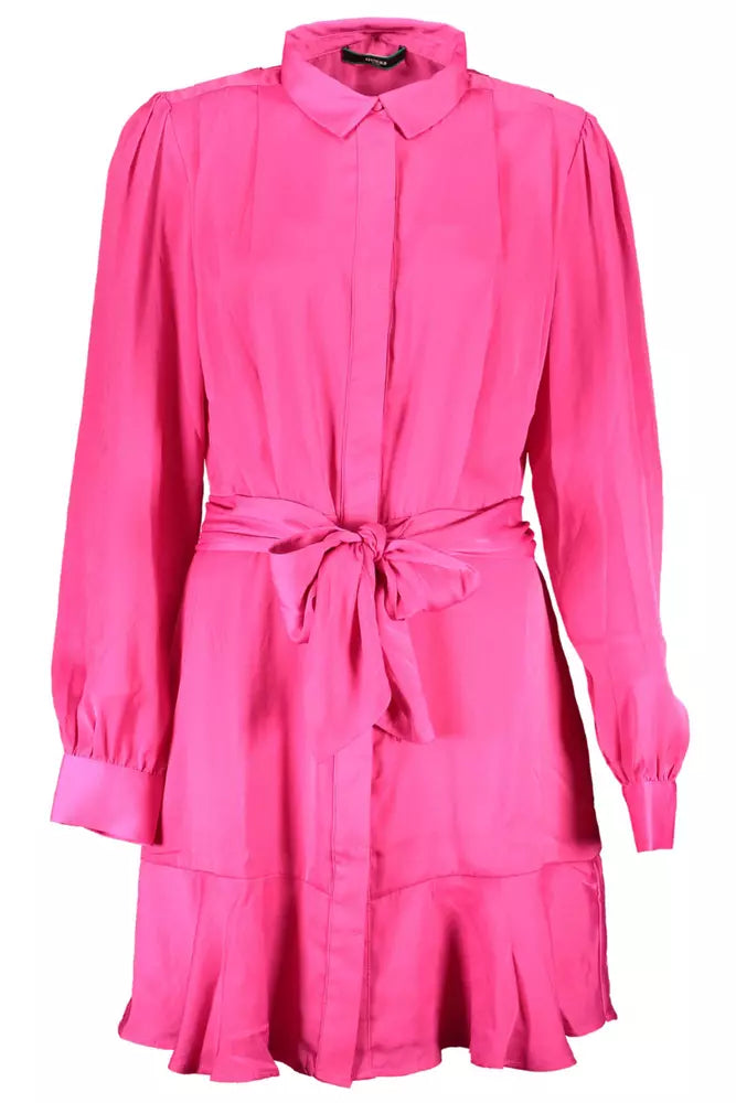 Chic Pink Long Sleeve Dress with Logo Detail