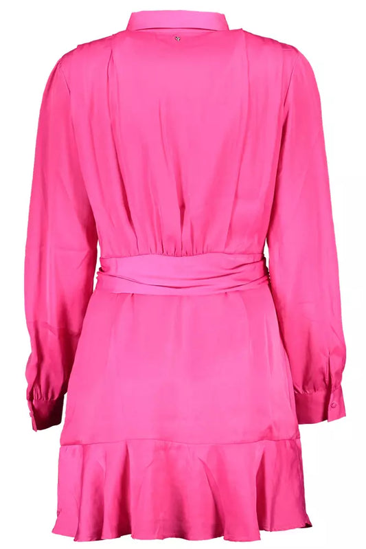 Chic Pink Long Sleeve Dress with Logo Detail