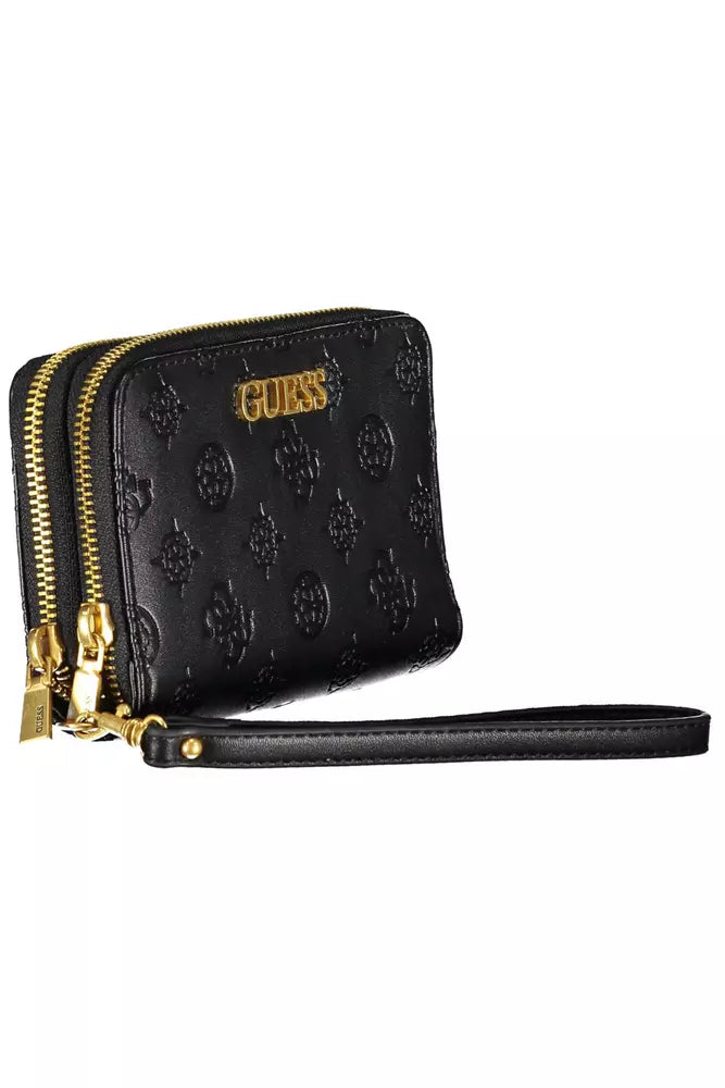 Chic Black Polyethylene Dual-Compartment Wallet