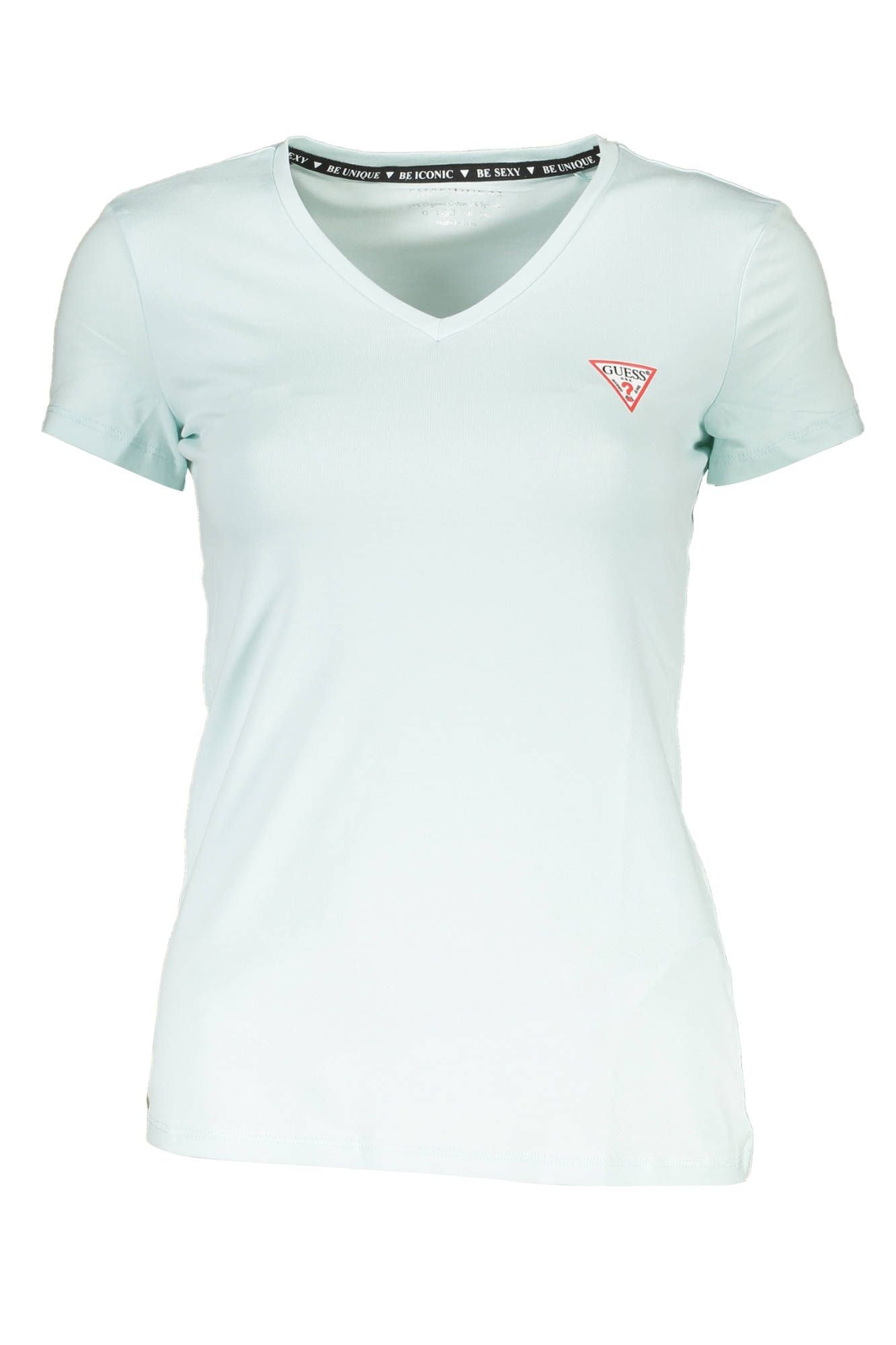 Chic Light Blue V-Neck Logo Tee