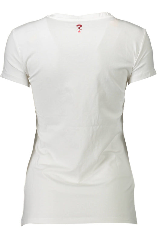 Chic Short Sleeved V-Neck Tee with Logo Print