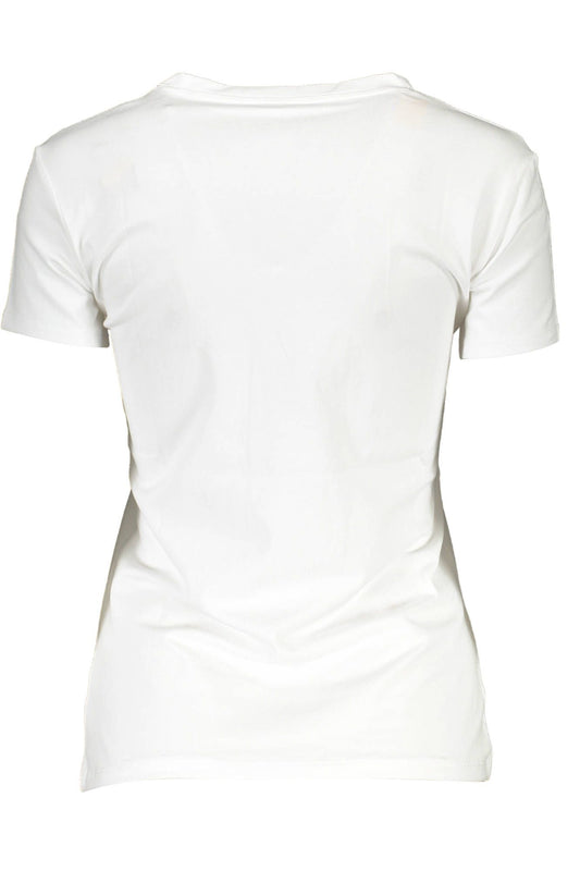 Chic White V-Neck Tee with Distinctive Print