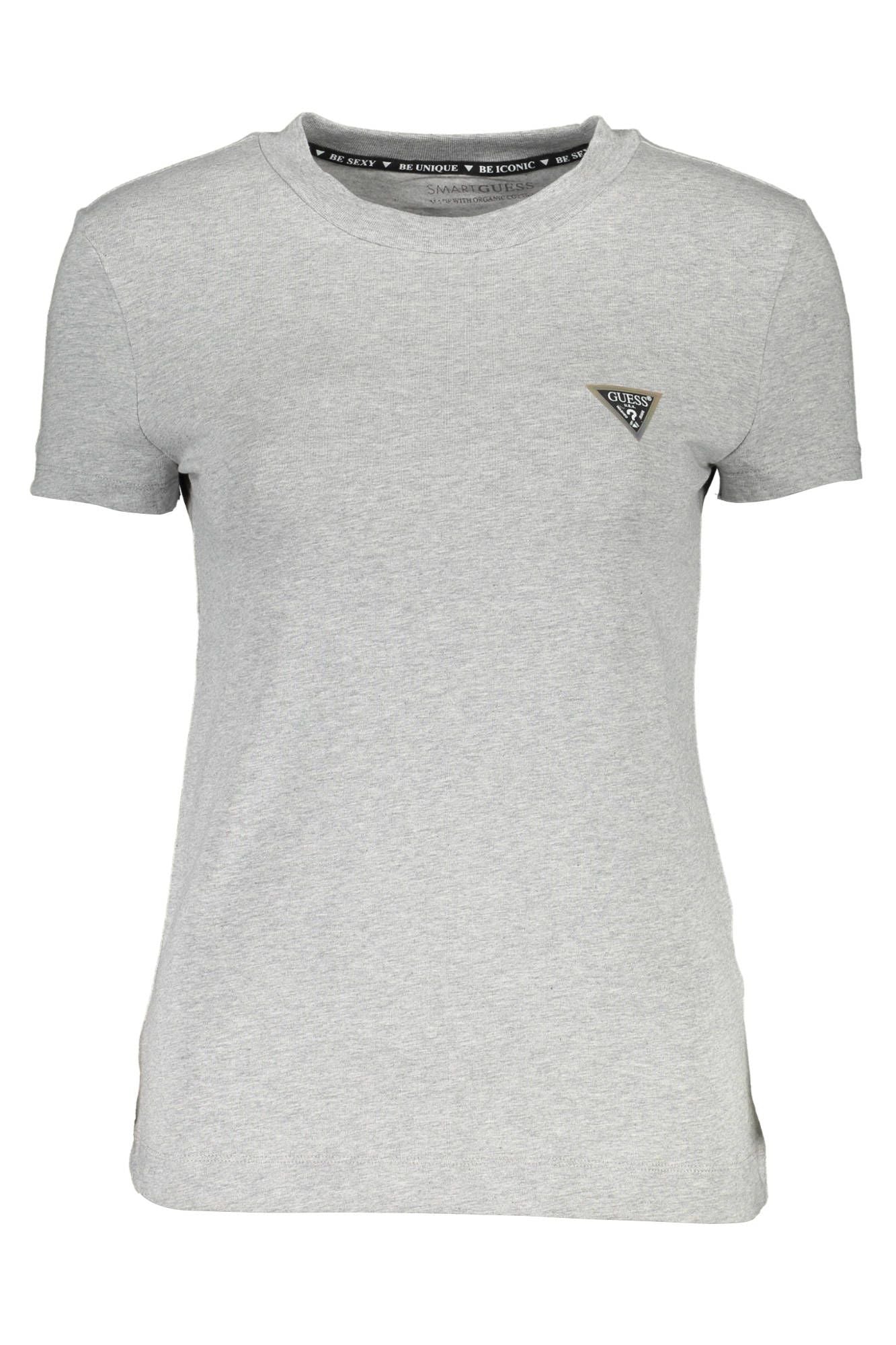 Chic Gray Crew Neck Logo Tee