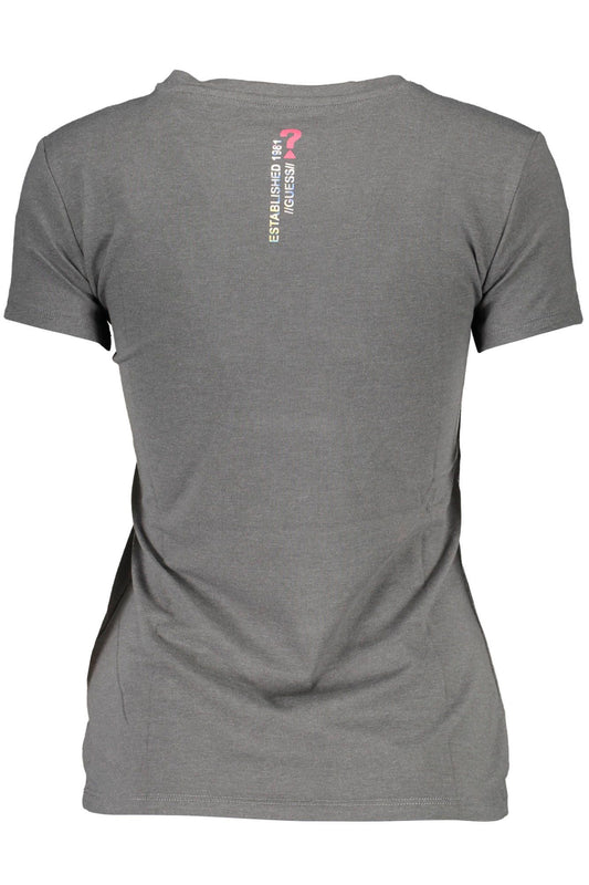 Chic Gray V-Neck Logo Tee