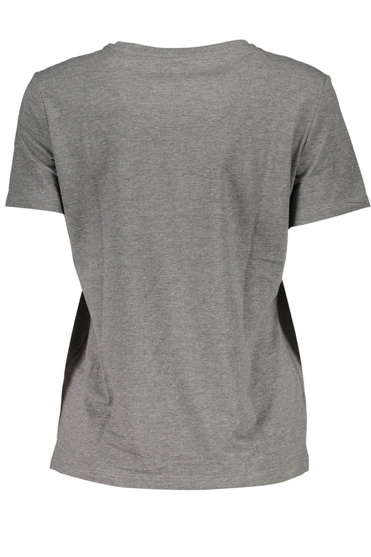 Chic Gray Logo Tee with Classic Crew Neck