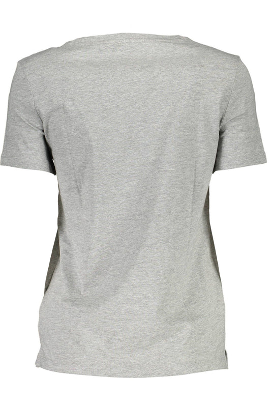 Chic Gray Printed Logo Tee