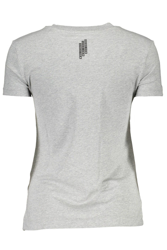 Chic Gray Crew Neck Logo Tee