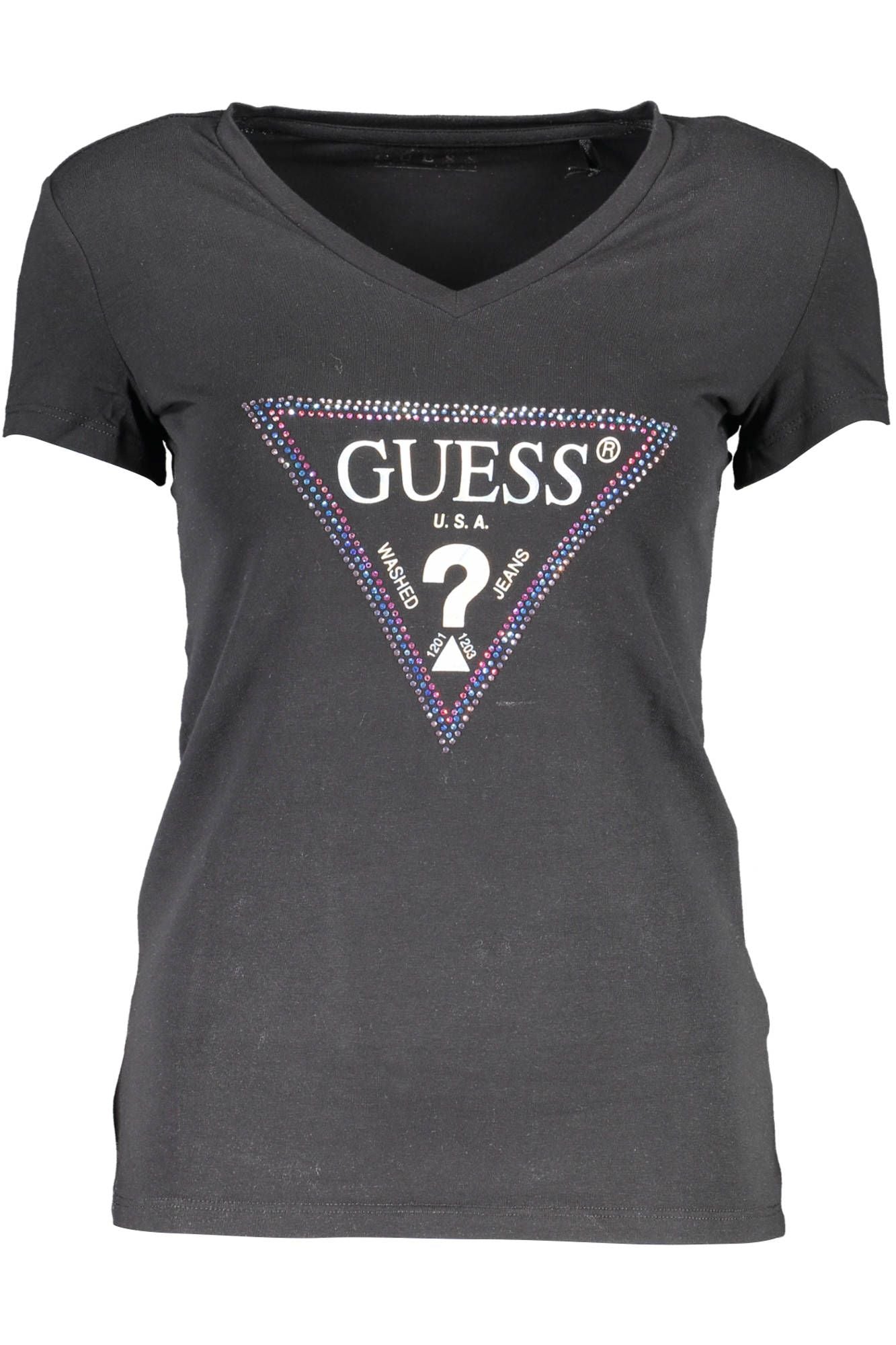 Chic V-Neck Logo Tee with Unique Print
