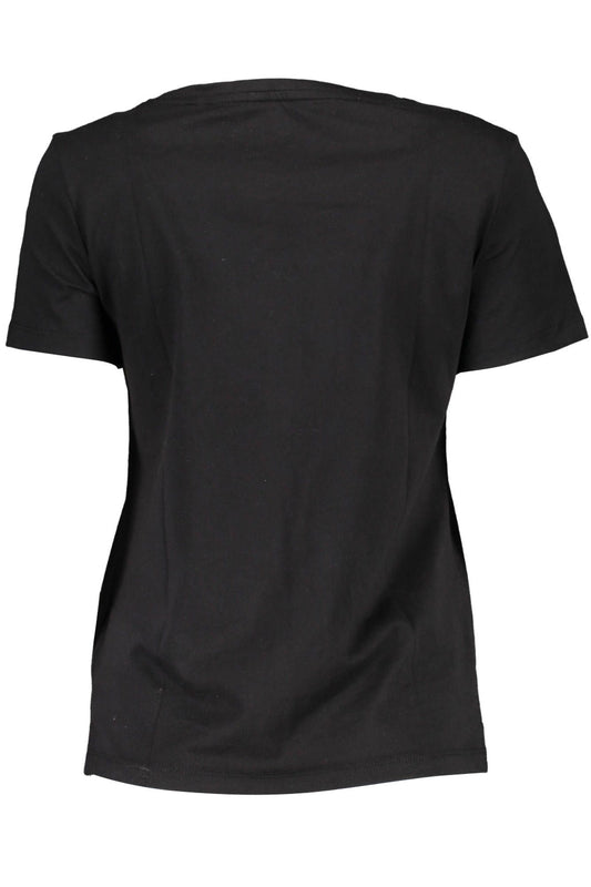 Chic Black Cotton Crew Neck Tee with Logo Print