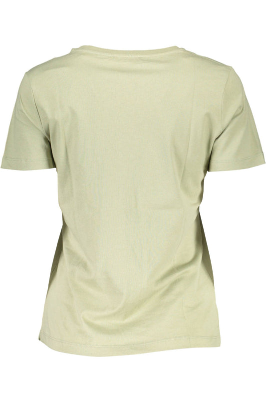 Chic Green Logo Tee with Wide Neckline