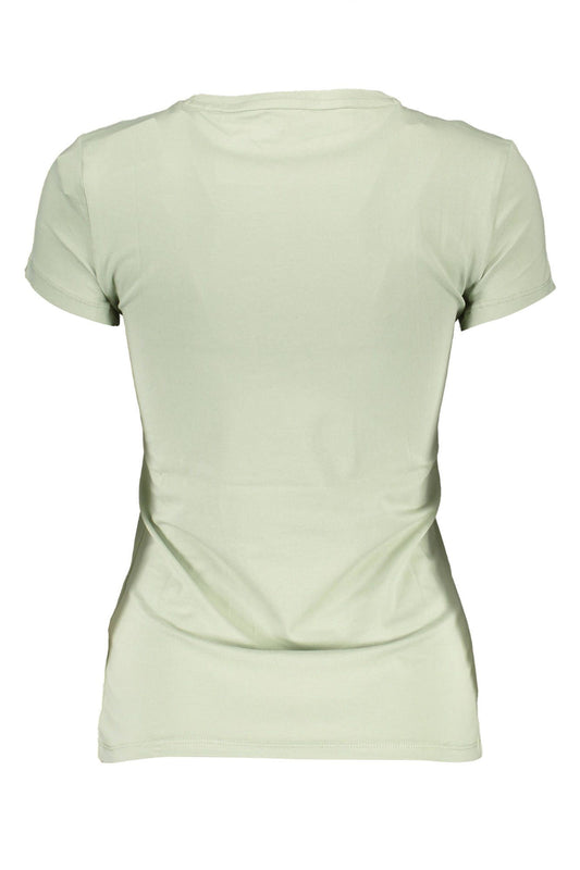 Chic Green V-Neck Logo Tee