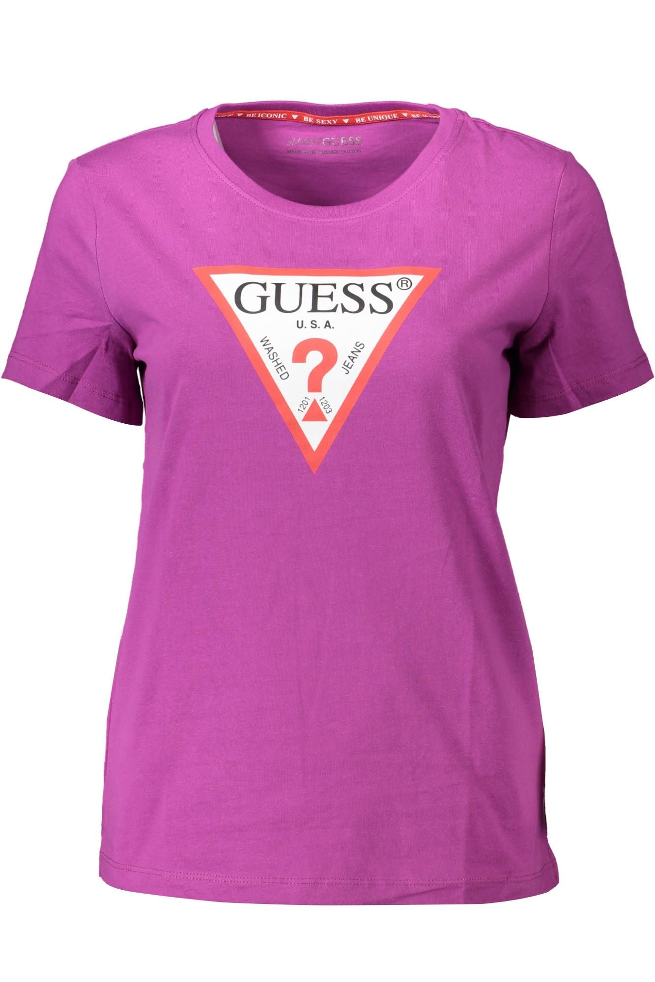 Purple Cotton Crew Neck Logo Tee