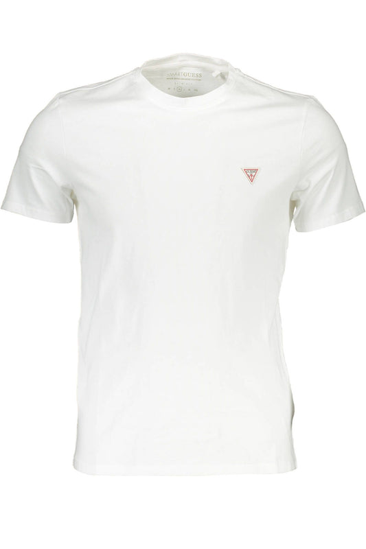 Sleek White Slim Fit Tee with Unique Logo Detail