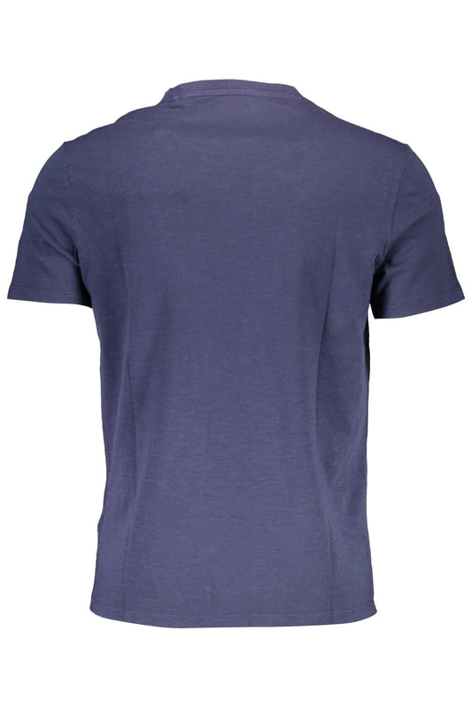 Blue Organic Cotton Tee with Embroidered Logo