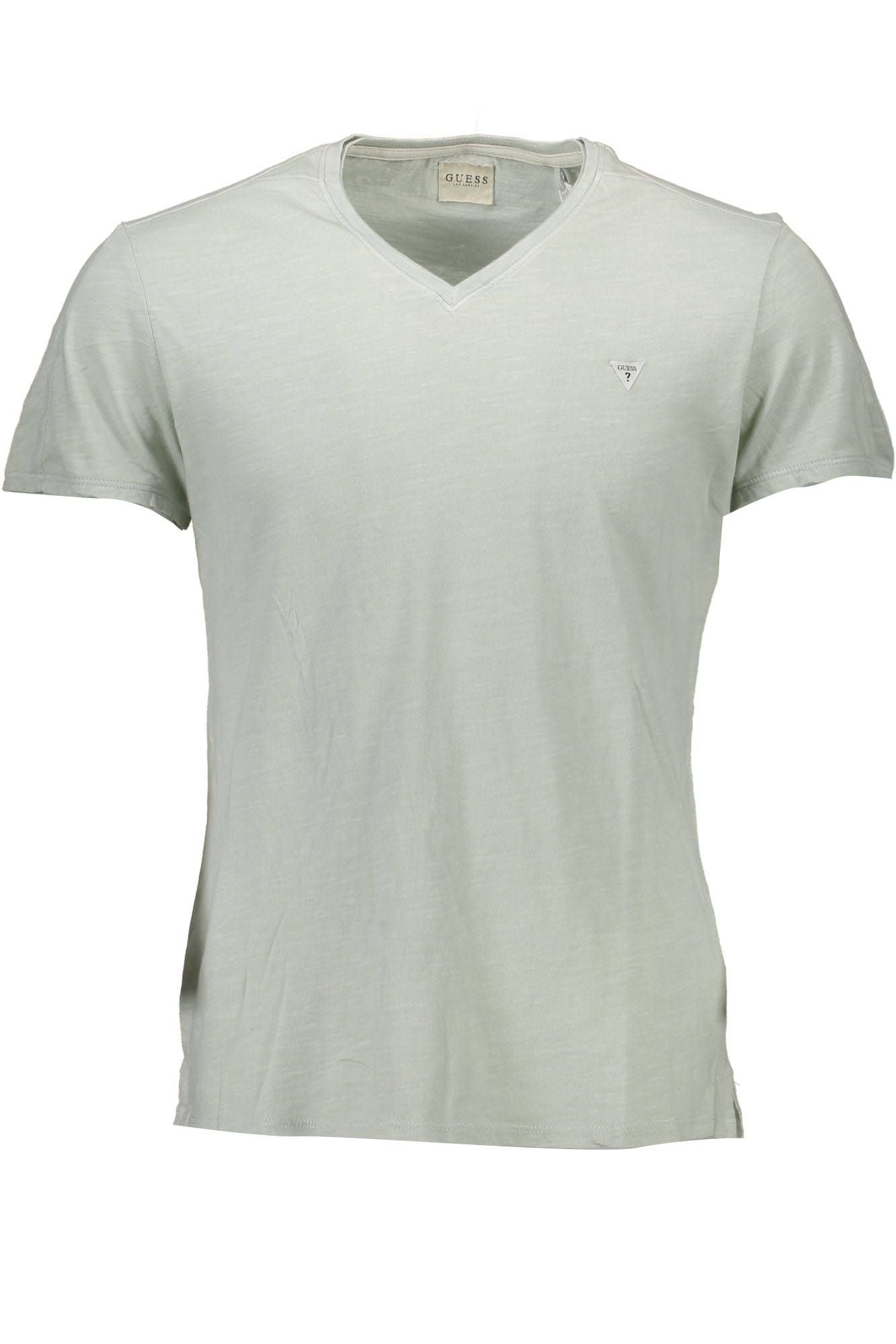 Chic Gray V-Neck Logo Tee for Men