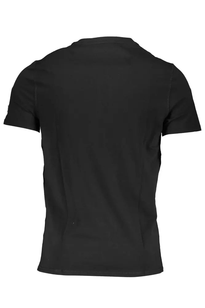 Sleek Black Cotton Crew Neck Tee with Logo