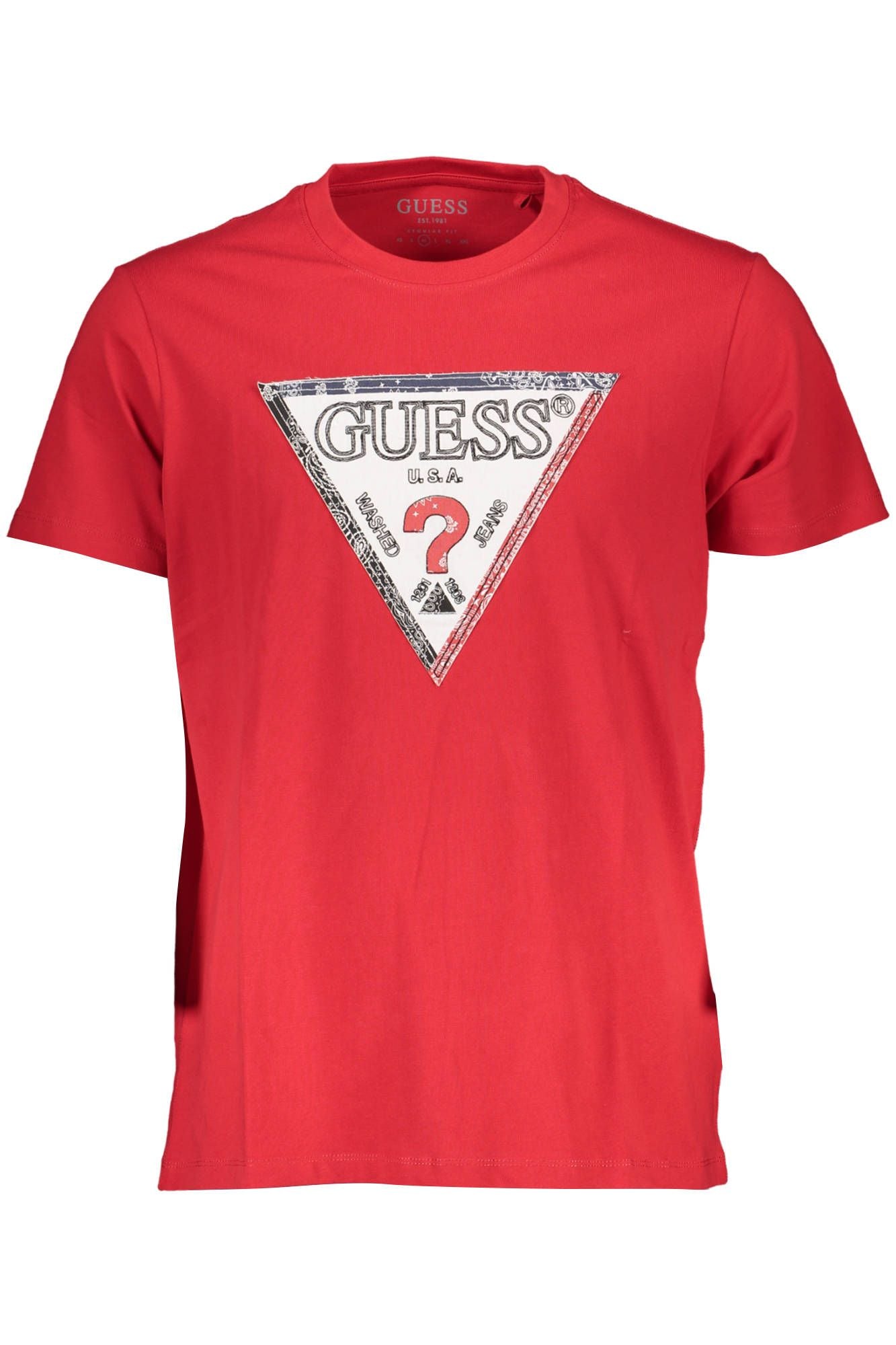 Classic Red Organic Tee with Logo Detail