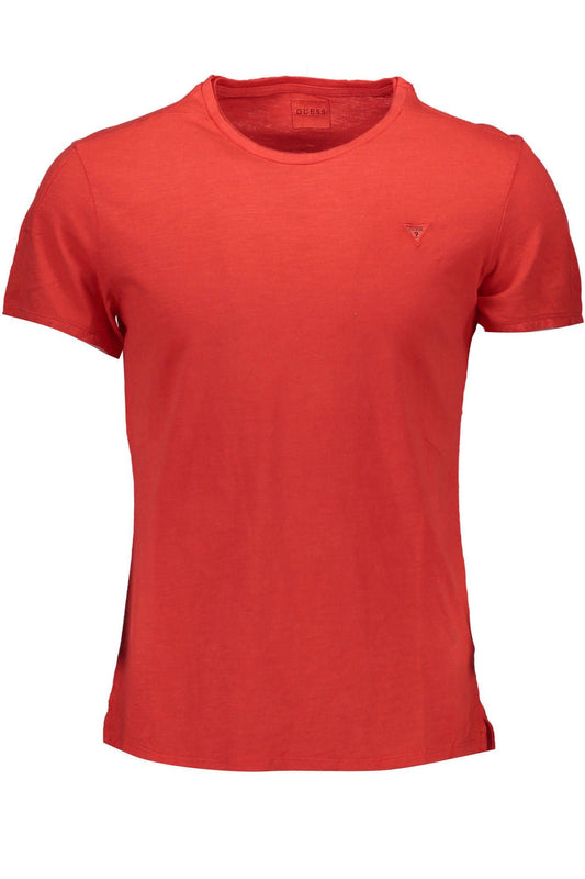 Exquisite Red Logo Tee with Round Neck