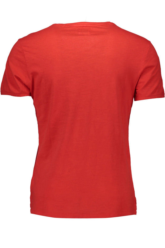 Vibrant Red V-Neck Logo Tee