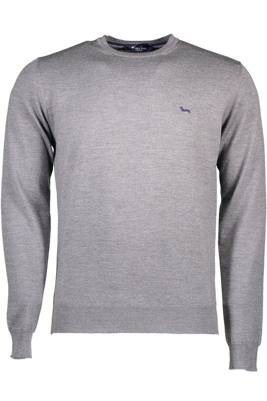 Elegant Grey Wool Sweater with Designer Logo