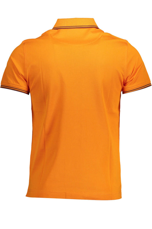 Chic Orange Cotton Polo with Contrast Details