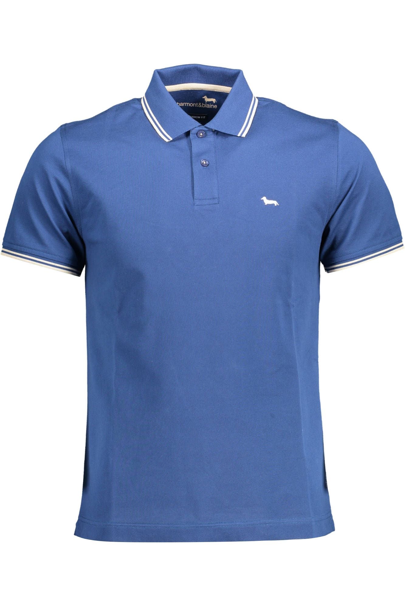 Sophisticated Slim Fit Blue Polo with Contrasting Accents