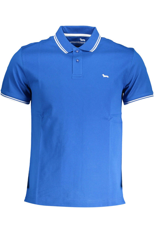 Elegant Blue Polo with Contrasting Details