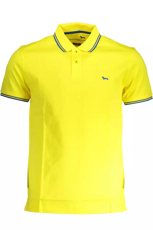 Chic Yellow Slim-Fit Polo with Contrast Detailing