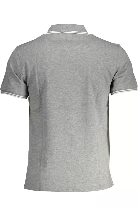 Sophisticated Gray Cotton Polo with Embroidery Detail