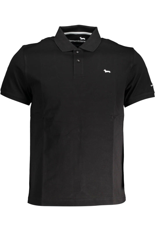 Chic Black Cotton Polo Shirt - Embroidered Detail