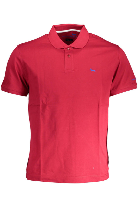 Crisp Red Cotton Polo Shirt with Embroidery Detail