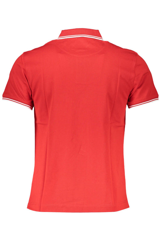 Elegant Slim Red Polo with Contrasting Details
